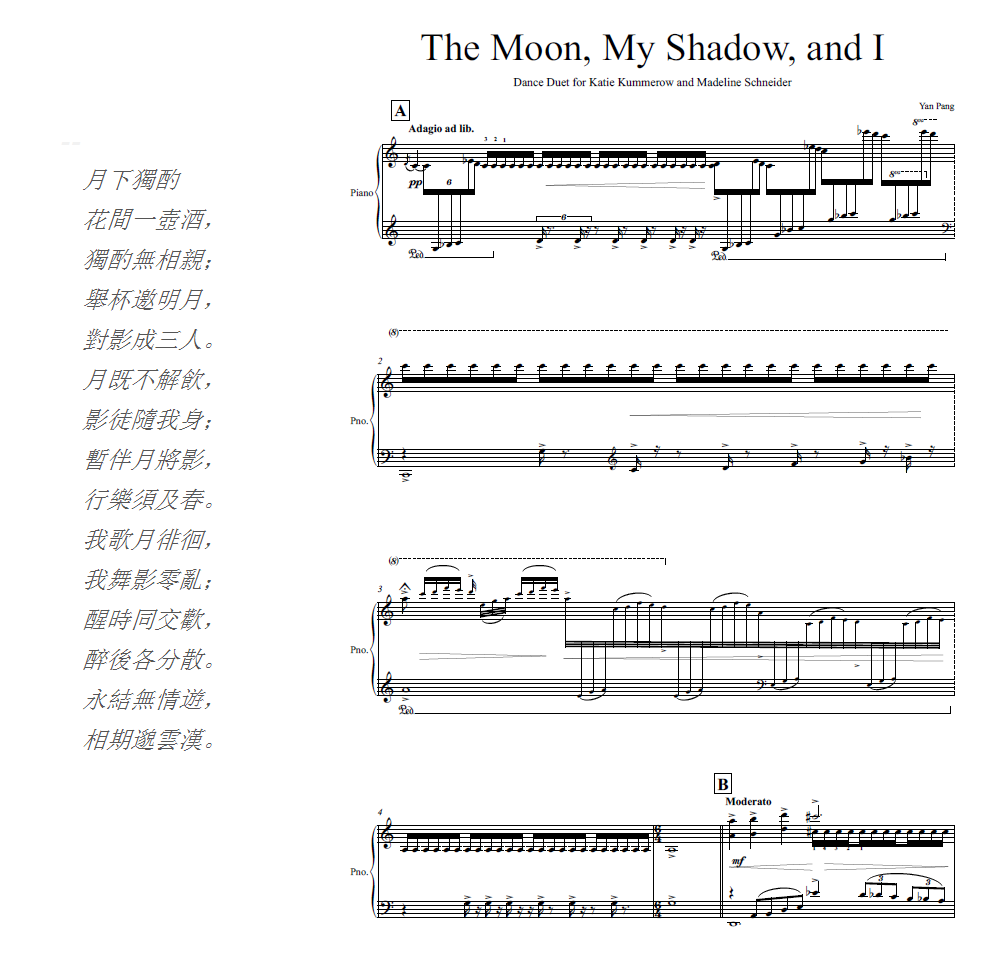 The Moon and I, Score and Poem